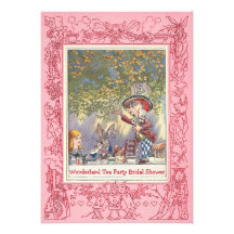 Pink Mad Hatter's Tea Party Bridal Shower Personalized Invite