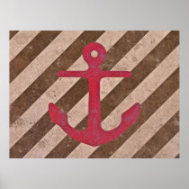 Pink Magenta Anchor Stripes Print