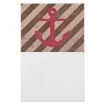 Pink Magenta Anchor Stripes Customized Stationery