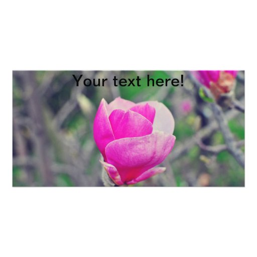 Pink magnolia photo card template