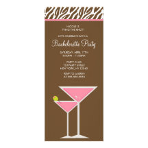 Pink Martini and Brown Zebra Pattern Custom Invites