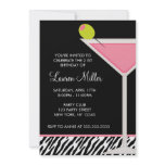 Pink Martini and Zebra Pattern Custom Invitation