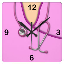Pink Medical Scrubs Square Wallclocks