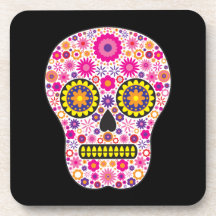 Pink Mexican Sugar Skull Coasters
