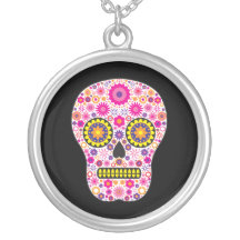 Pink Mexican Sugar Skull Necklaces