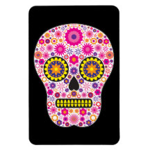 Pink Mexican Sugar Skull Rectangular Magnets
