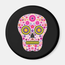 Pink Mexican Sugar Skull Refrigerator Magnets