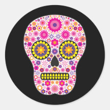 Pink Mexican Sugar Skull Stickers