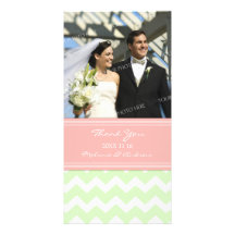 Pink Mint Thank You Wedding Photo Cards