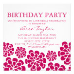 Pink Mod Flower Design Birthday Invitation
