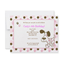PINK MOD PUPPY Girl Birthday Invitations