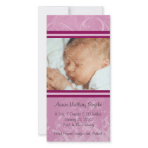 Pink Mod Style New Baby Photo Card