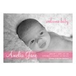 Pink Modern Baby Girl Announcement