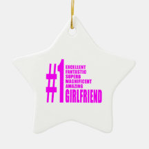 Pink Modern Girlfriends : Number One Girlfriend Christmas Ornaments