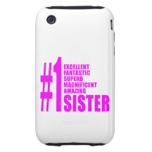Pink Modern Sisters : Number One Sister iPhone 3 Tough Case
