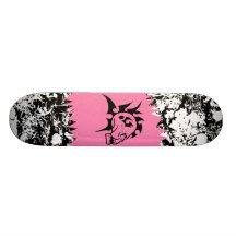 Pink Mohawk Skull Skateboard