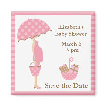 Pink Mom to be with Umbrella Magnet