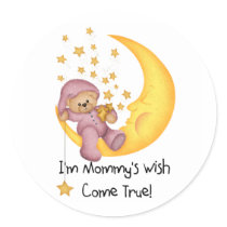 Pink Mommy's Wish Come True Round Stickers