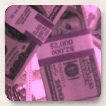 PINK MONEY BEVERAGE COASTER