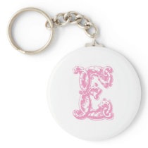 Pink Monogram Letter E Key Chains