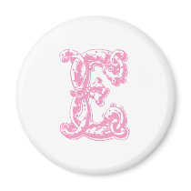 Pink Monogram Letter E Magnets