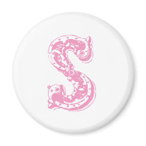 Pink Monogram Letter S Fridge Magnets