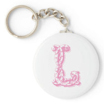 Pink Monogrammed Letter L Key Chain