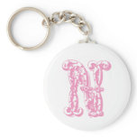 Pink Monogrammed Letter N keychains