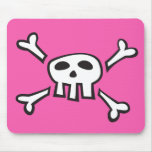 Pink mousepad with pirate scull cartoon for kids
