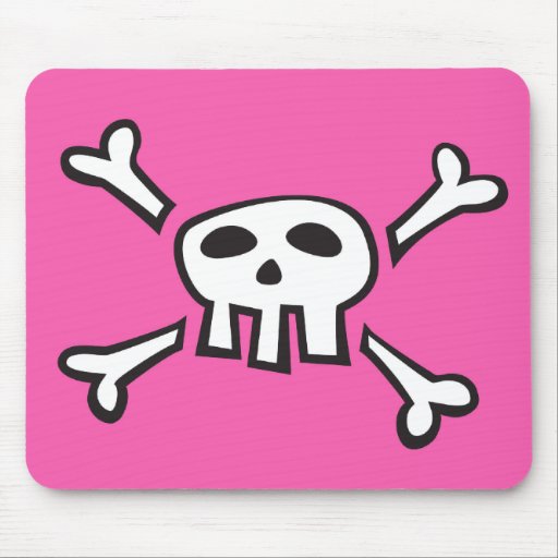 Pink mousepad with pirate skull cartoon for kids