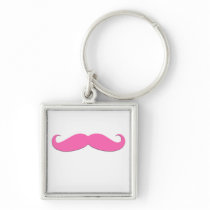 Pink Moustache Humour Create Your Own Key Chain