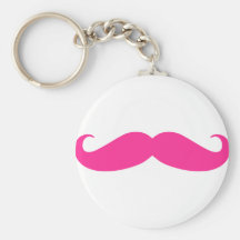 Pink Moustache Stache Design Keychains
