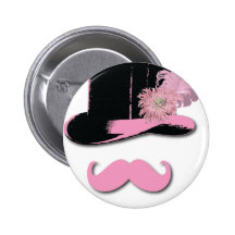 Pink moustache, top hat, feathers, and flower