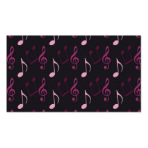 Pink Music Notes Business Card