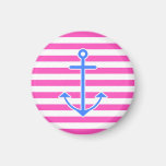 Pink Nautical Blue Anchor Magnets