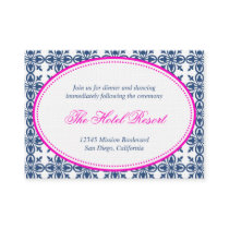 Pink navy oval lace preppy wedding reception card business card templates