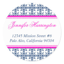 Pink navy preppy custom fancy return address label