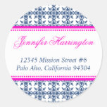 Pink navy preppy custom fancy return address label sticker