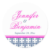 Pink navy preppy custom name wedding favour label