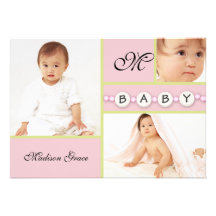 Pink New Baby Girl Announcement - Custom Photo