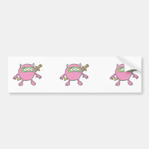 pink ninja monster bumper sticker
