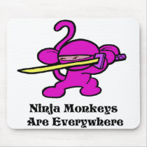Pink Ninja On Guard Mouse Pads
