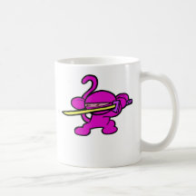 Pink Ninja On Guard Mugs