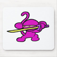 Pink Ninja On Guard-No Words Mouse Pad