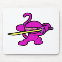 Pink Ninja On Guard-No Words Mouse Pad