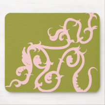 pink on green vine mouse pads