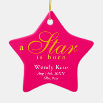 Pink orange a star is born baby name announcement ornaments