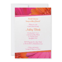 Pink Orange Daisy Wedding Bridal Shower Invitation