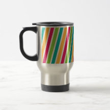 Pink Orange Green Teal Stripes Coffee Mug