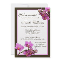 Pink Orchid Flowers Bridal Shower Custom Announcements